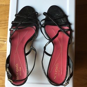 Kate Spade Black patent strapped sandal & Dust bag